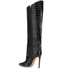 schwarze kniehohe Stiefel aus Leder von Alexandre Vauthier