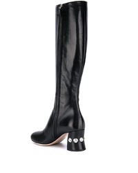 schwarze kniehohe Stiefel aus Leder von Miu Miu