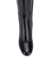 schwarze kniehohe Stiefel aus Leder von Miu Miu