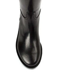 schwarze kniehohe Stiefel aus Leder von Ann Demeulemeester Blanche