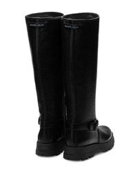 schwarze kniehohe Stiefel aus Leder von Prada