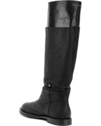 schwarze kniehohe Stiefel aus Leder von MM6 MAISON MARGIELA