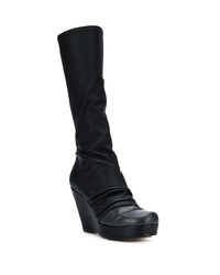 schwarze kniehohe Stiefel aus Leder von Rick Owens