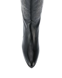 schwarze kniehohe Stiefel aus Leder von Twin-Set