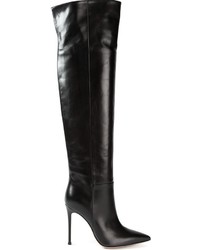 schwarze kniehohe Stiefel aus Leder von Gianvito Rossi
