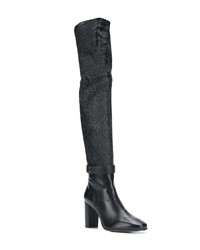 schwarze kniehohe Stiefel aus Leder von Stuart Weitzman