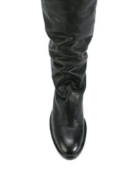 schwarze kniehohe Stiefel aus Leder von Isaac Sellam Experience