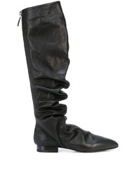 schwarze kniehohe Stiefel aus Leder von Jil Sander