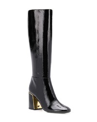 schwarze kniehohe Stiefel aus Leder von Tory Burch