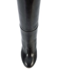 schwarze kniehohe Stiefel aus Leder von Victoria Beckham