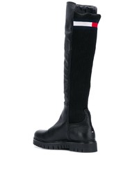 schwarze kniehohe Stiefel aus Leder von Tommy Jeans