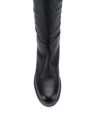 schwarze kniehohe Stiefel aus Leder von Tommy Jeans