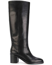 schwarze kniehohe Stiefel aus Leder von Maison Margiela