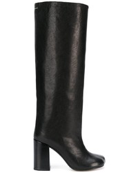 schwarze kniehohe Stiefel aus Leder von MM6 MAISON MARGIELA