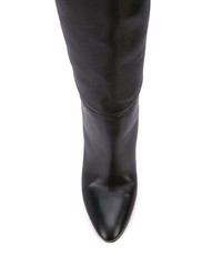schwarze kniehohe Stiefel aus Leder von Oscar de la Renta
