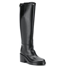 schwarze kniehohe Stiefel aus Leder von Ann Demeulemeester