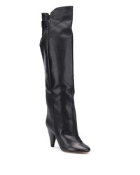 schwarze kniehohe Stiefel aus Leder von Isabel Marant