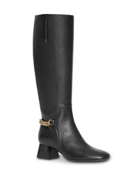 schwarze kniehohe Stiefel aus Leder von Burberry