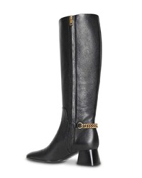 schwarze kniehohe Stiefel aus Leder von Burberry