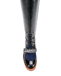 schwarze kniehohe Stiefel aus Leder von Lanvin