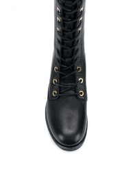 schwarze kniehohe Stiefel aus Leder von Tommy Hilfiger
