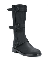 schwarze kniehohe Stiefel aus Leder von Ann Demeulemeester