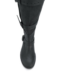 schwarze kniehohe Stiefel aus Leder von Ann Demeulemeester