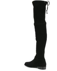 schwarze kniehohe Stiefel aus Leder von Stuart Weitzman