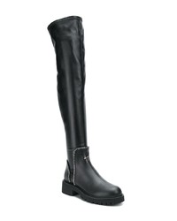schwarze kniehohe Stiefel aus Leder von Giuseppe Zanotti Design