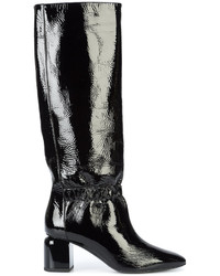 schwarze kniehohe Stiefel aus Leder von Pierre Hardy