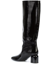 schwarze kniehohe Stiefel aus Leder von Pierre Hardy