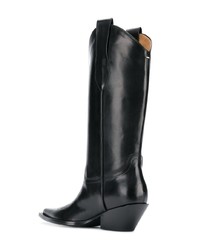 schwarze kniehohe Stiefel aus Leder von Maison Margiela