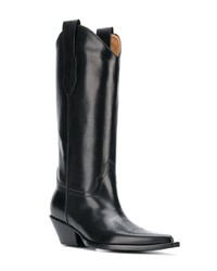 schwarze kniehohe Stiefel aus Leder von Maison Margiela