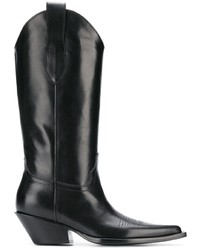 schwarze kniehohe Stiefel aus Leder von Maison Margiela