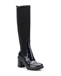 schwarze kniehohe Stiefel aus Leder von Tory Burch