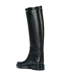 schwarze kniehohe Stiefel aus Leder von Ann Demeulemeester