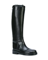 schwarze kniehohe Stiefel aus Leder von Ann Demeulemeester