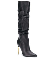 schwarze kniehohe Stiefel aus Leder von Tom Ford