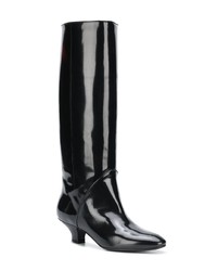 schwarze kniehohe Stiefel aus Leder von Marc Jacobs