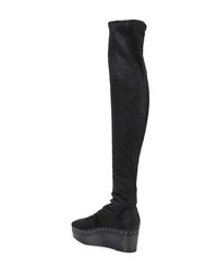 schwarze kniehohe Stiefel aus Leder von Rick Owens