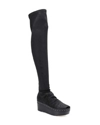 schwarze kniehohe Stiefel aus Leder von Rick Owens