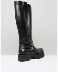 schwarze kniehohe Stiefel aus Leder von Park Lane