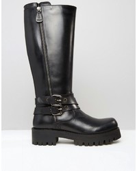 schwarze kniehohe Stiefel aus Leder von Park Lane