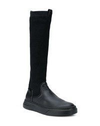 schwarze kniehohe Stiefel aus Leder von Bruno Bordese