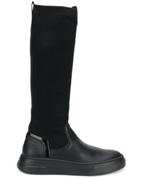 schwarze kniehohe Stiefel aus Leder von Bruno Bordese