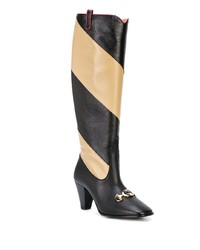 schwarze kniehohe Stiefel aus Leder von Gucci
