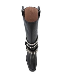 schwarze kniehohe Stiefel aus Leder von Moschino