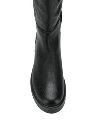 schwarze kniehohe Stiefel aus Leder von Tommy Jeans