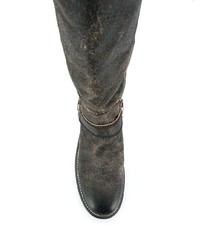 schwarze kniehohe Stiefel aus Leder von Diesel