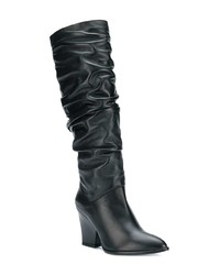 schwarze kniehohe Stiefel aus Leder von Stuart Weitzman